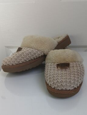 UGG Cream Knit Shearling Clog Slippers